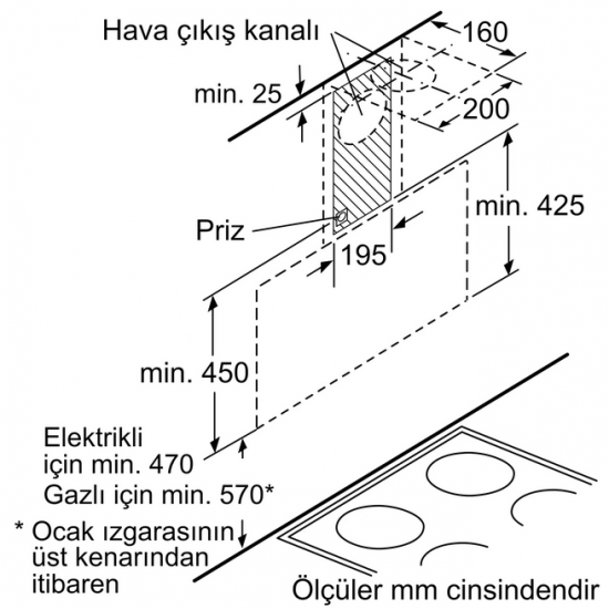 Siemens LC97KPJ60T  iQ300 Duvar Tipi Davlumbaz 90 cm Siyah Cam