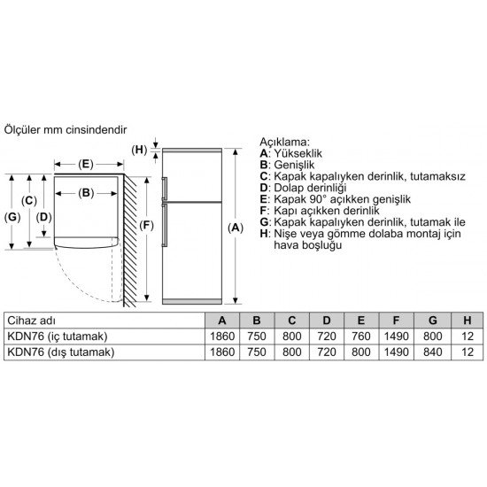 Siemens KD76NXWE1N iQ300 Üstten Donduruculu Buzdolabı 186 x 75 cm Beyaz, Total noFrost Siemens KD76NXWE1N iQ300 Üstten Donduruculu Buzdolabı 186 x 75 cm Beyaz, Total noFrost